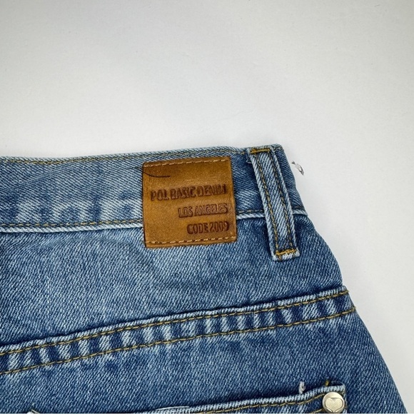 POL Distressed High Waist Denim Mini Skirt Raw Hem | Size Small | NWOT - Picture 5 of 8